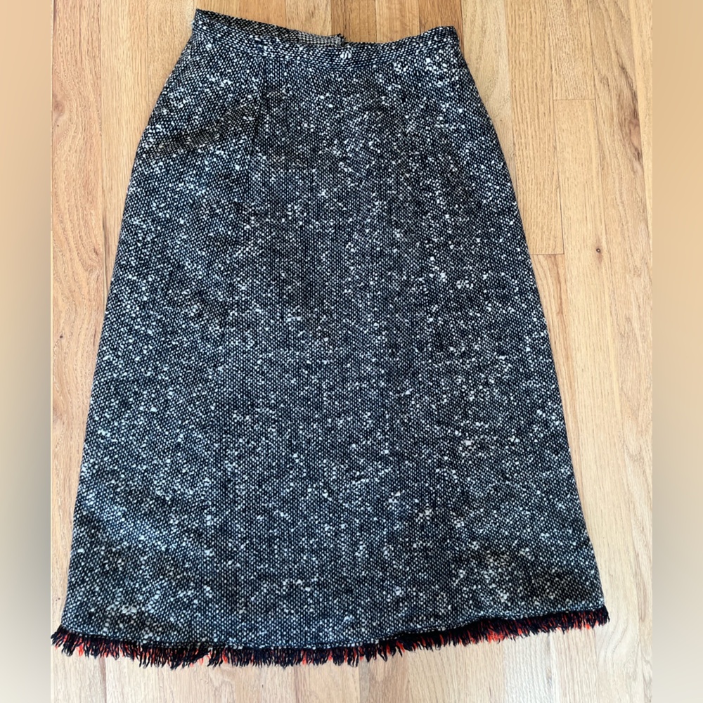 VTG 100% Wool Sloat & Co/NY Black and Red Tweed Skirt - Picture 10 of 12